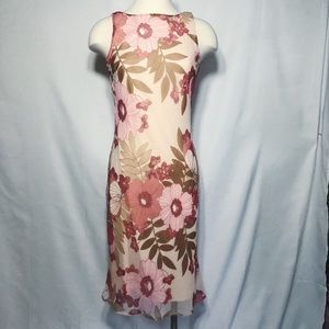 Peach pink floral flowy midi/maxi dress